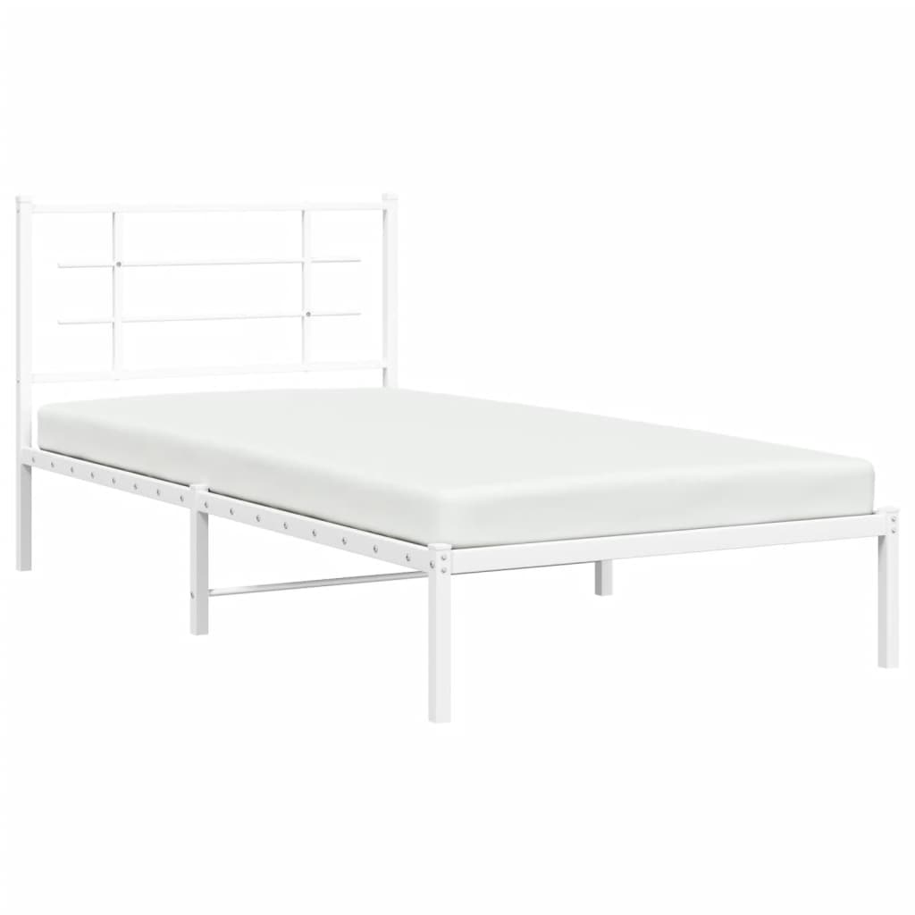 Metalni okvir za krevet s uzglavljem bijeli 107x203 cm