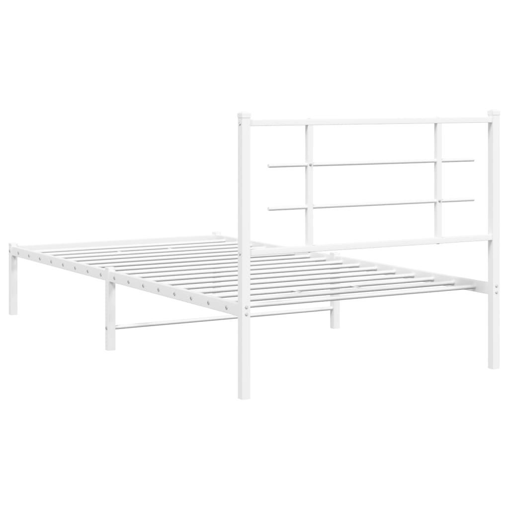 Metalni okvir za krevet s uzglavljem bijeli 107x203 cm