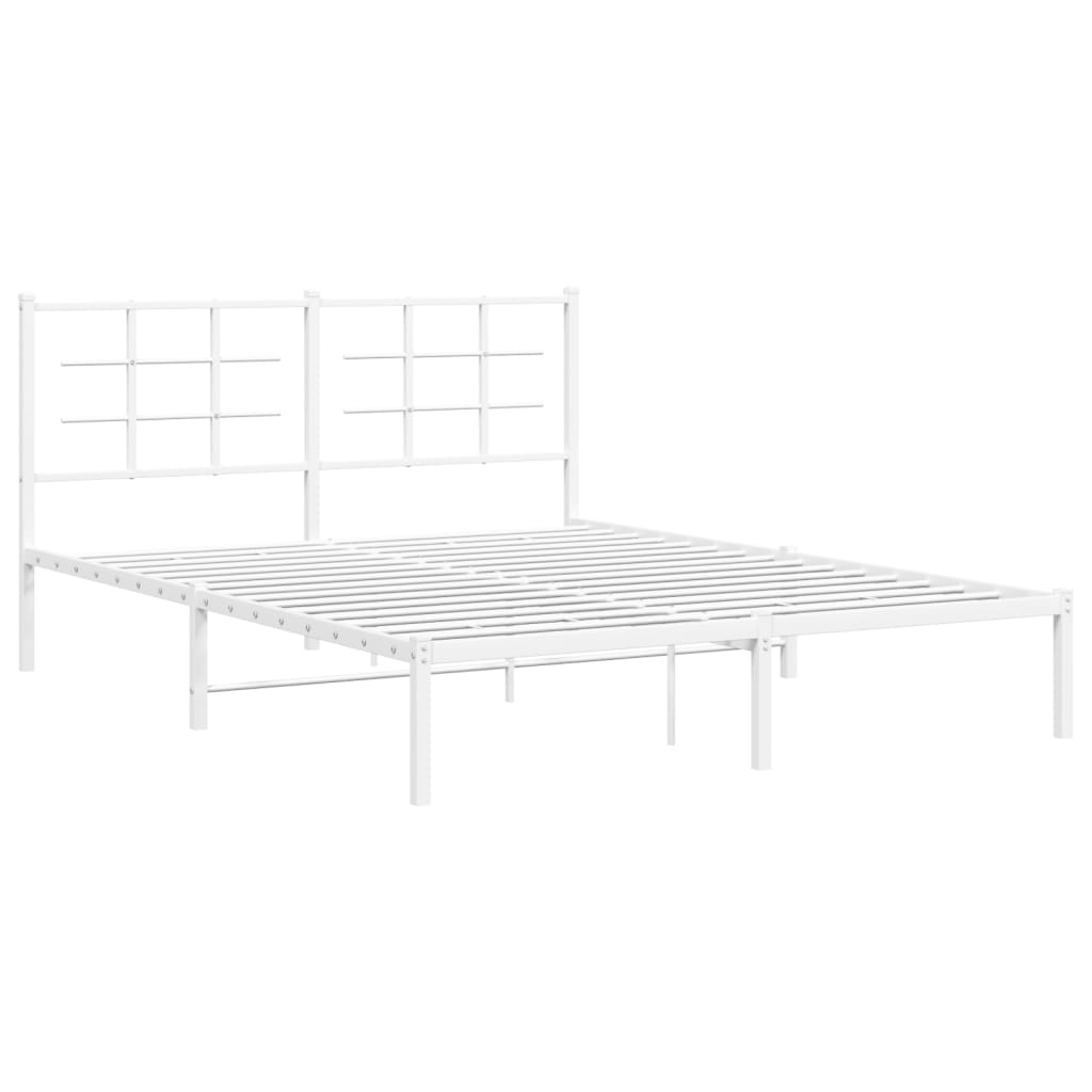 Metalni okvir za krevet s uzglavljem bijeli 150x200 cm