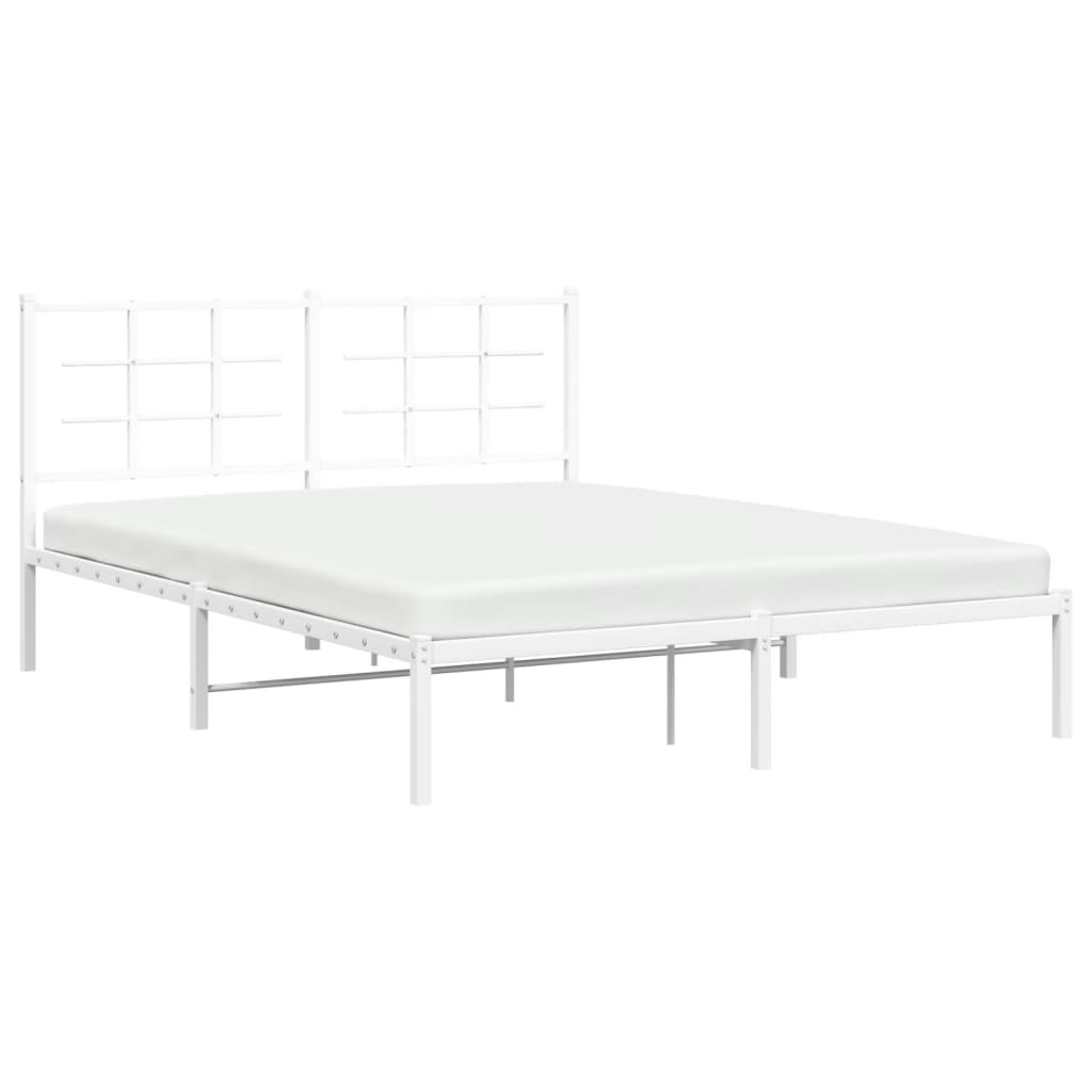 Metalni okvir za krevet s uzglavljem bijeli 150x200 cm