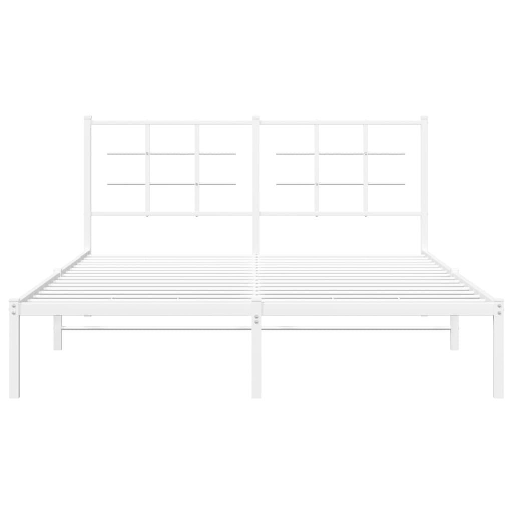 Metalni okvir za krevet s uzglavljem bijeli 150x200 cm