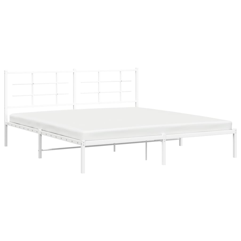 Metalni okvir za krevet s uzglavljem bijeli 180x200 cm