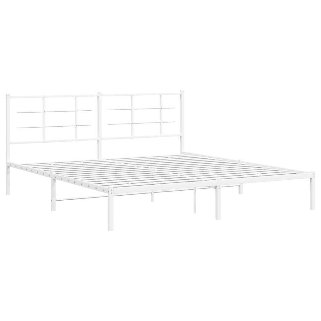 Metalni okvir za krevet s uzglavljem bijeli 183x213 cm
