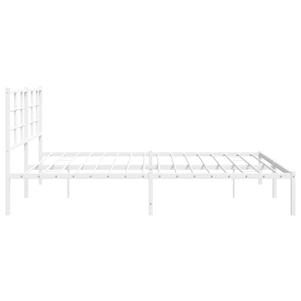 Metalni okvir za krevet s uzglavljem bijeli 183x213 cm