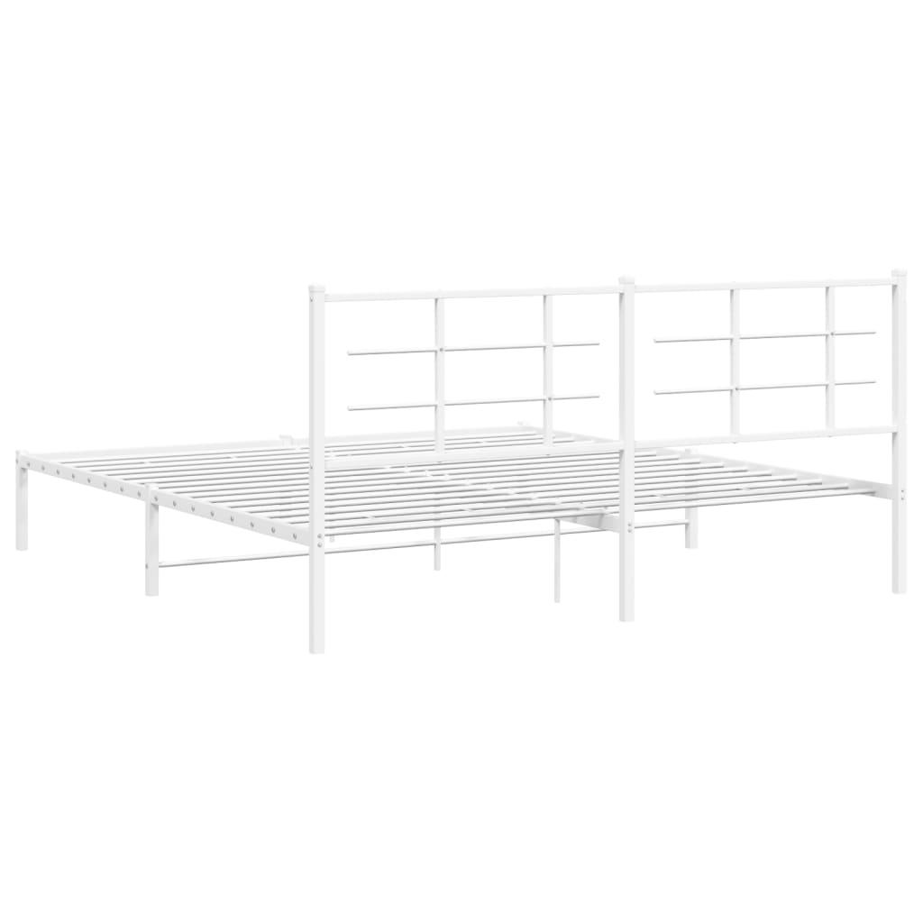 Metalni okvir za krevet s uzglavljem bijeli 183x213 cm