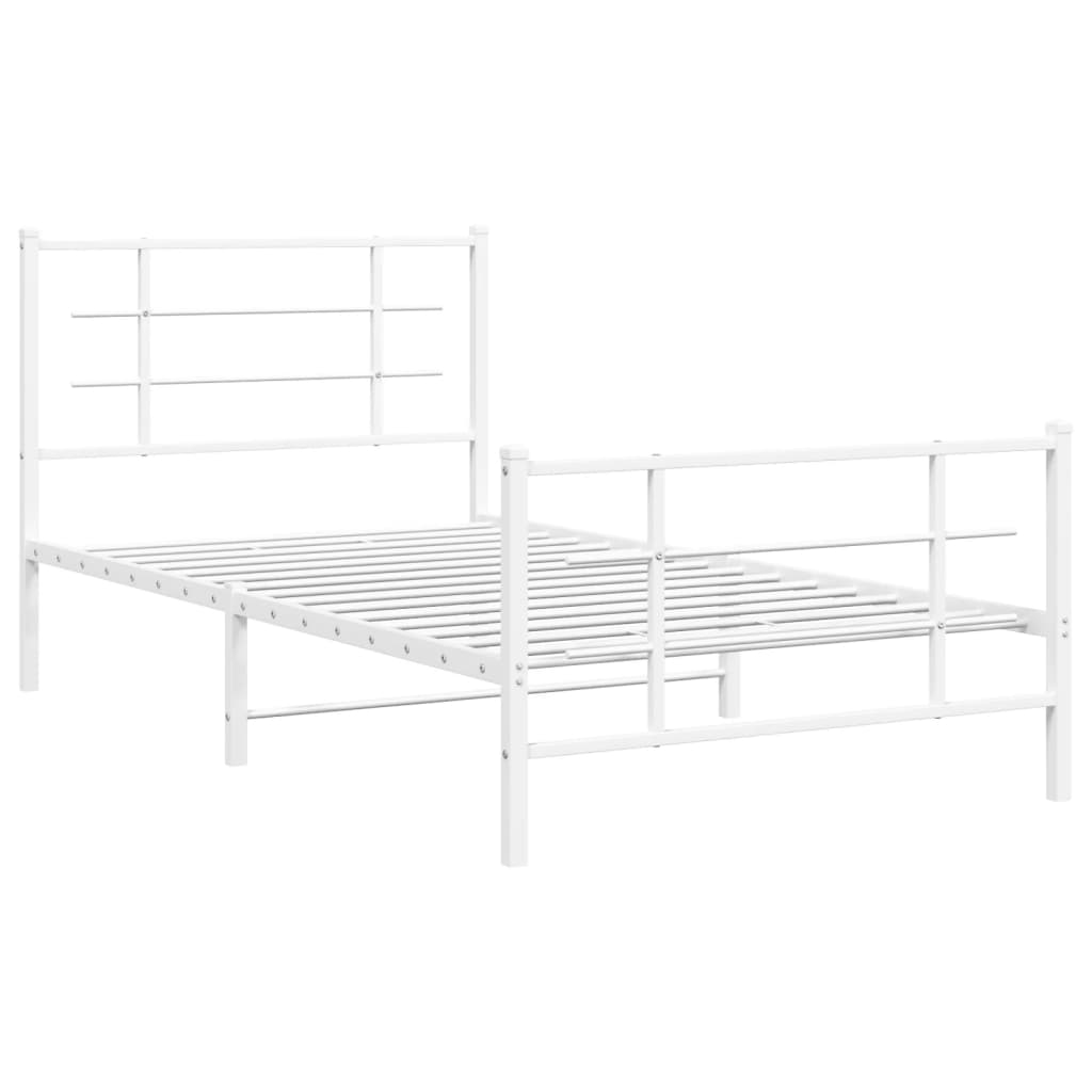 Metalni okvir kreveta uzglavlje i podnožje bijeli 100x200 cm