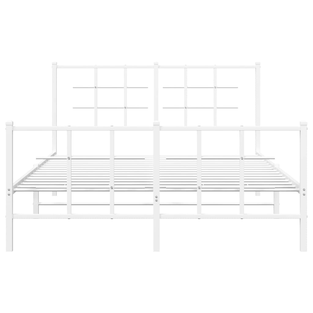 Metalni okvir kreveta uzglavlje i podnožje bijeli 135 x 190 cm
