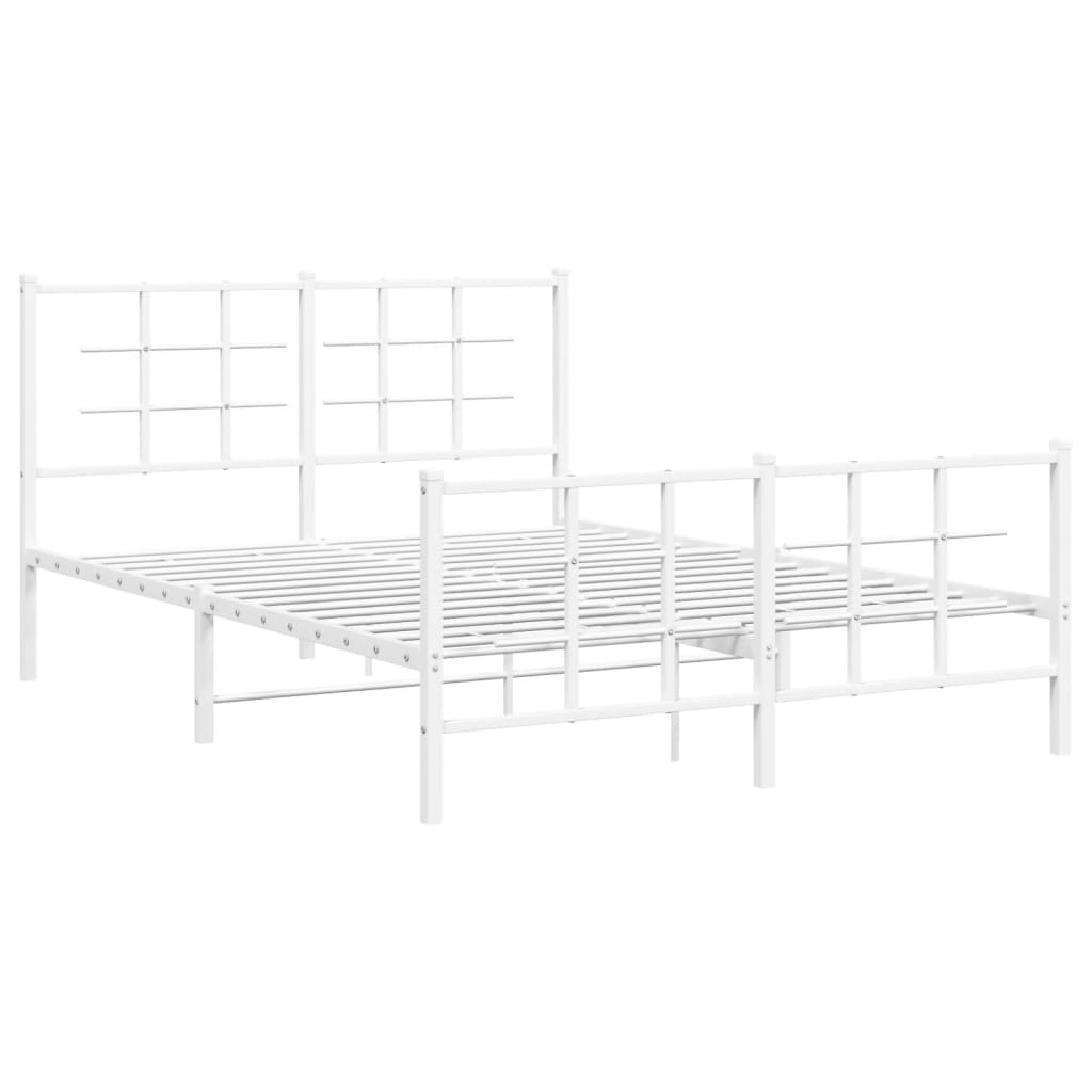 Metalni okvir kreveta uzglavlje i podnožje bijeli 140 x 190 cm