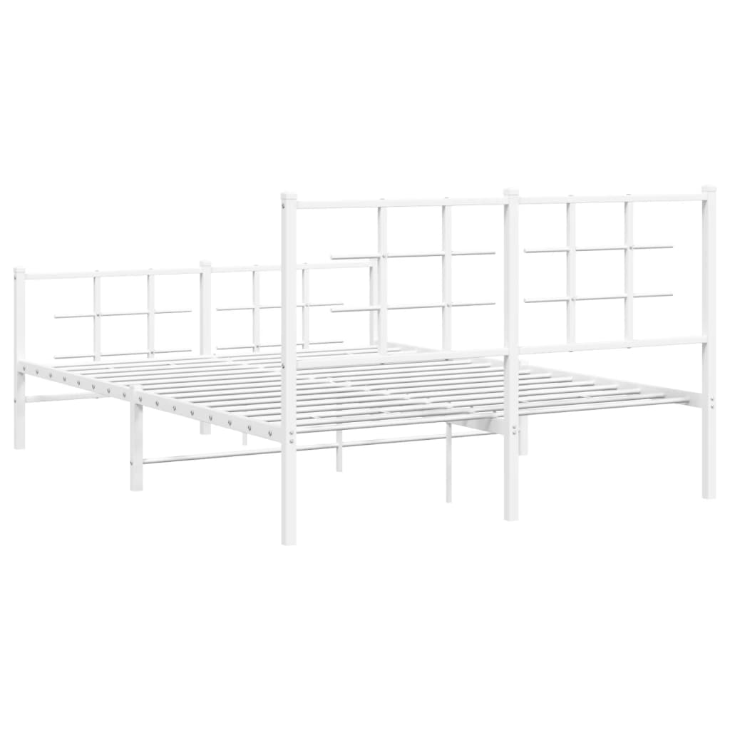 Metalni okvir kreveta uzglavlje i podnožje bijeli 140 x 190 cm
