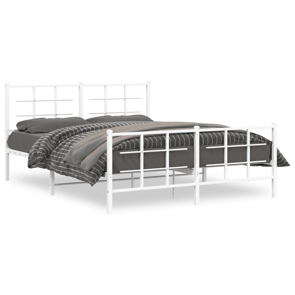 Metalni okvir kreveta uzglavlje i podnožje bijeli 150 x 200 cm