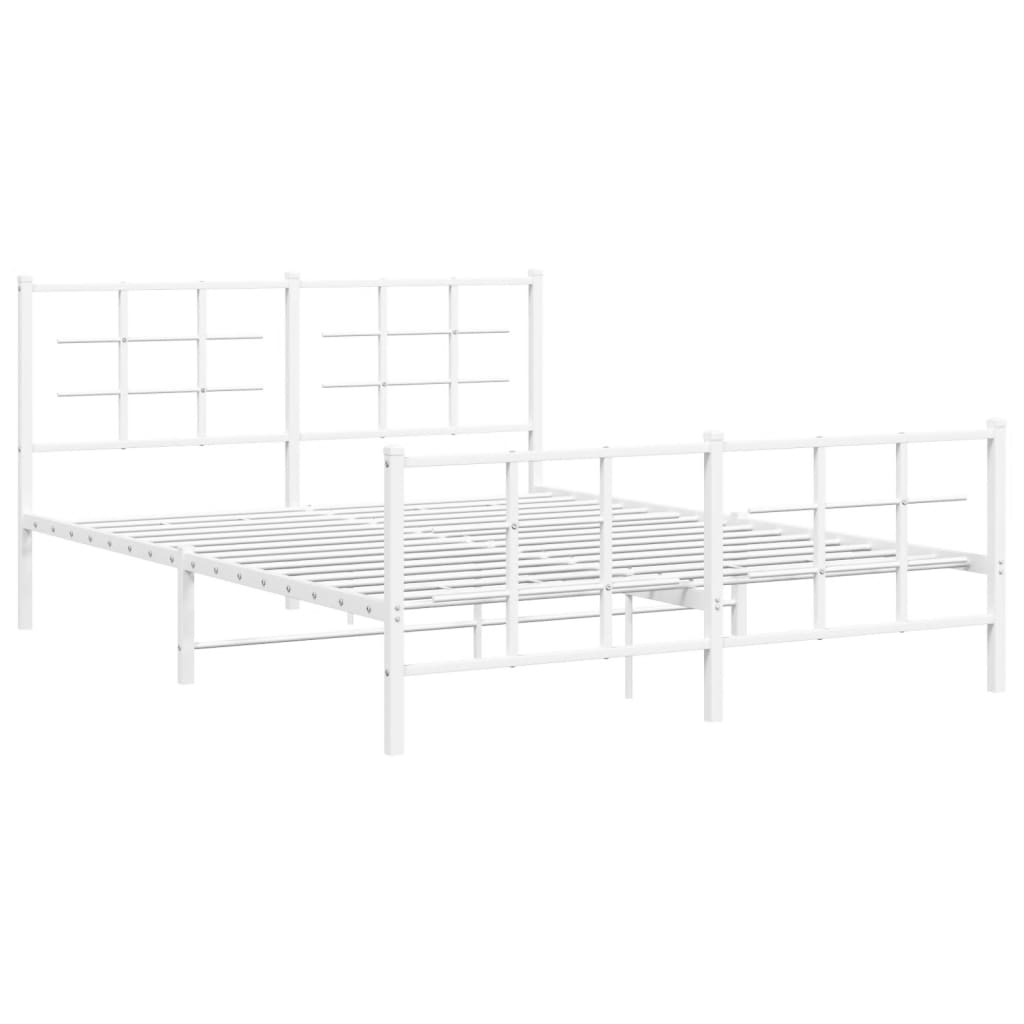 Metalni okvir kreveta uzglavlje i podnožje bijeli 150 x 200 cm