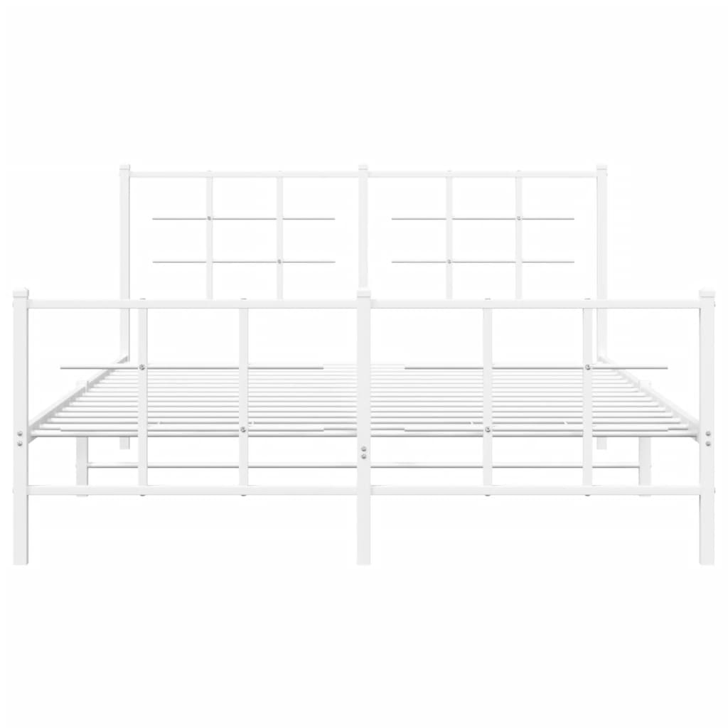 Metalni okvir kreveta uzglavlje i podnožje bijeli 150 x 200 cm