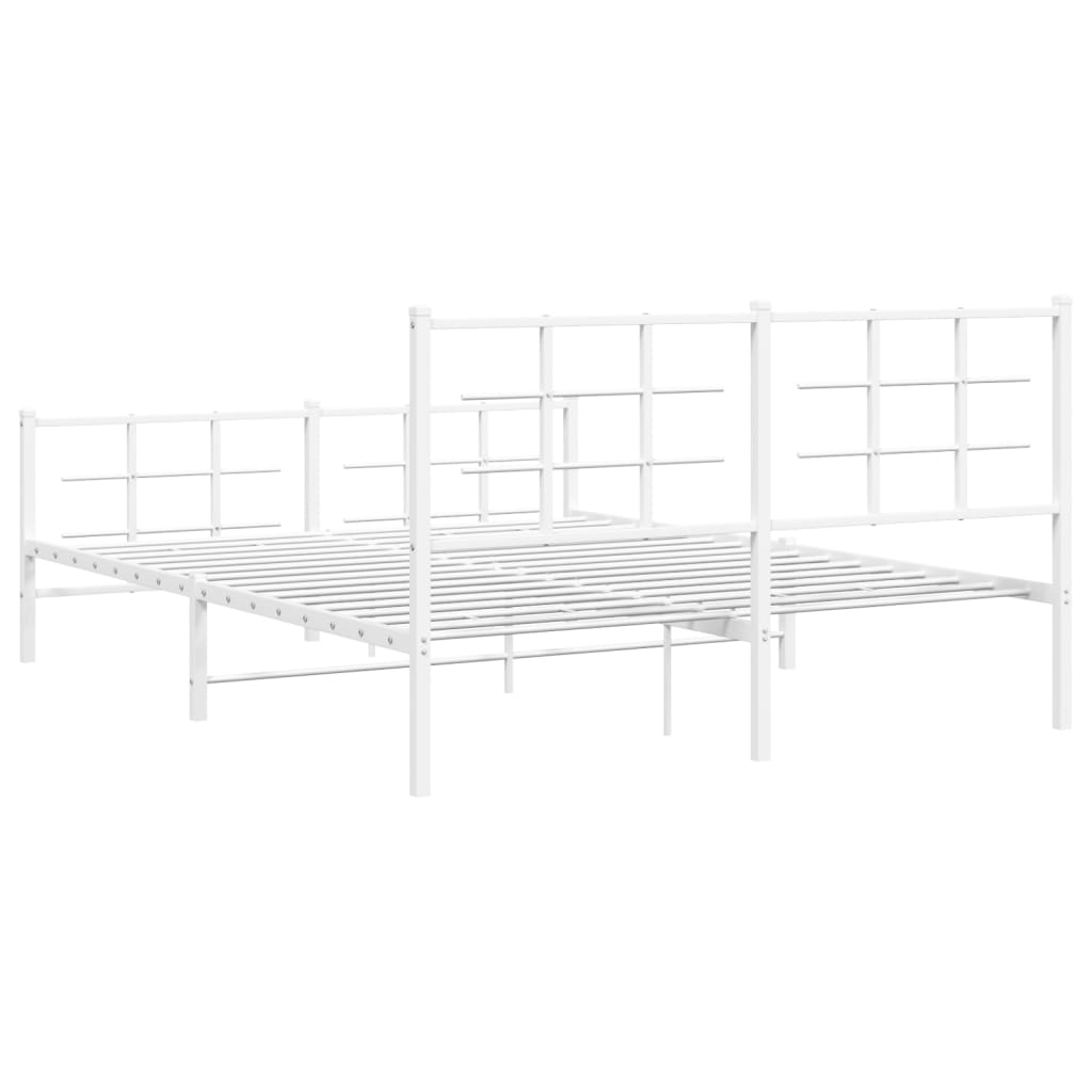 Metalni okvir kreveta uzglavlje i podnožje bijeli 150 x 200 cm