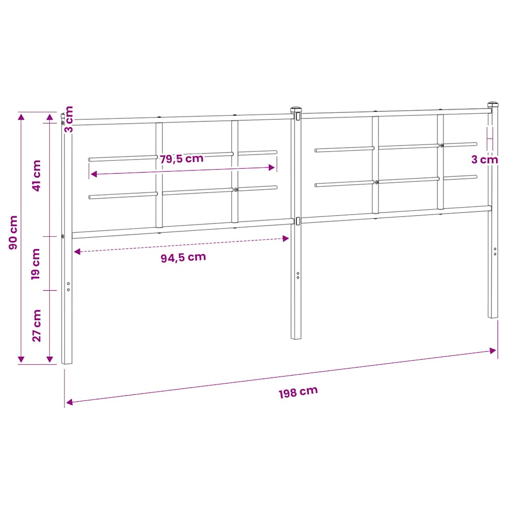 Metalno zamjensko uzglavlje bijelo 193 cm