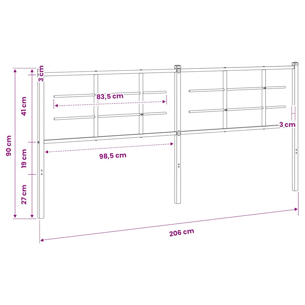 Metalno zamjensko uzglavlje bijelo 200 cm