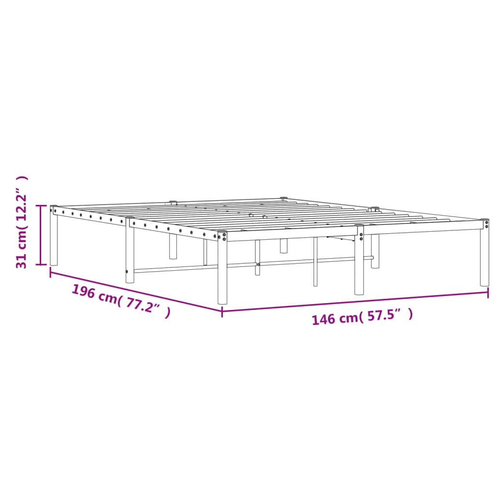 Metalni okvir za krevet crni 140x190 cm