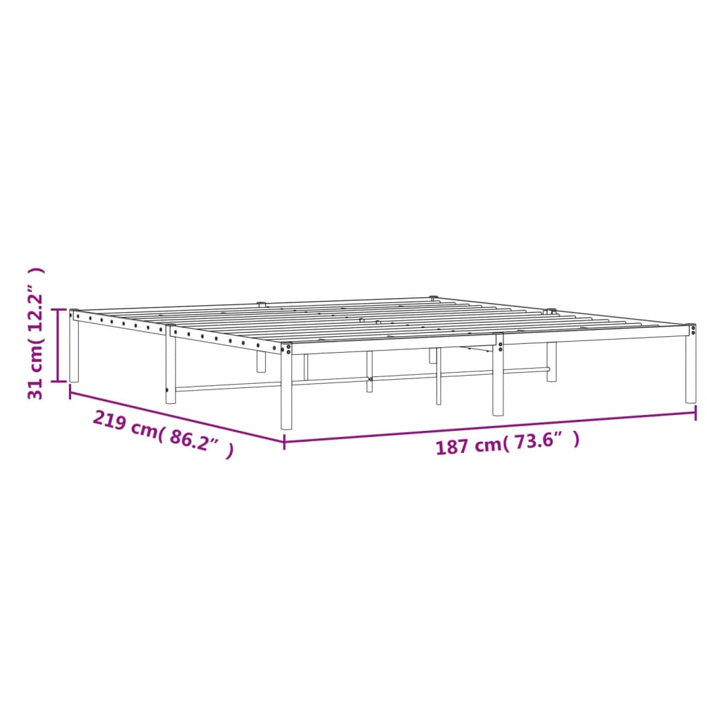Metalni okvir za krevet crni 183x213 cm