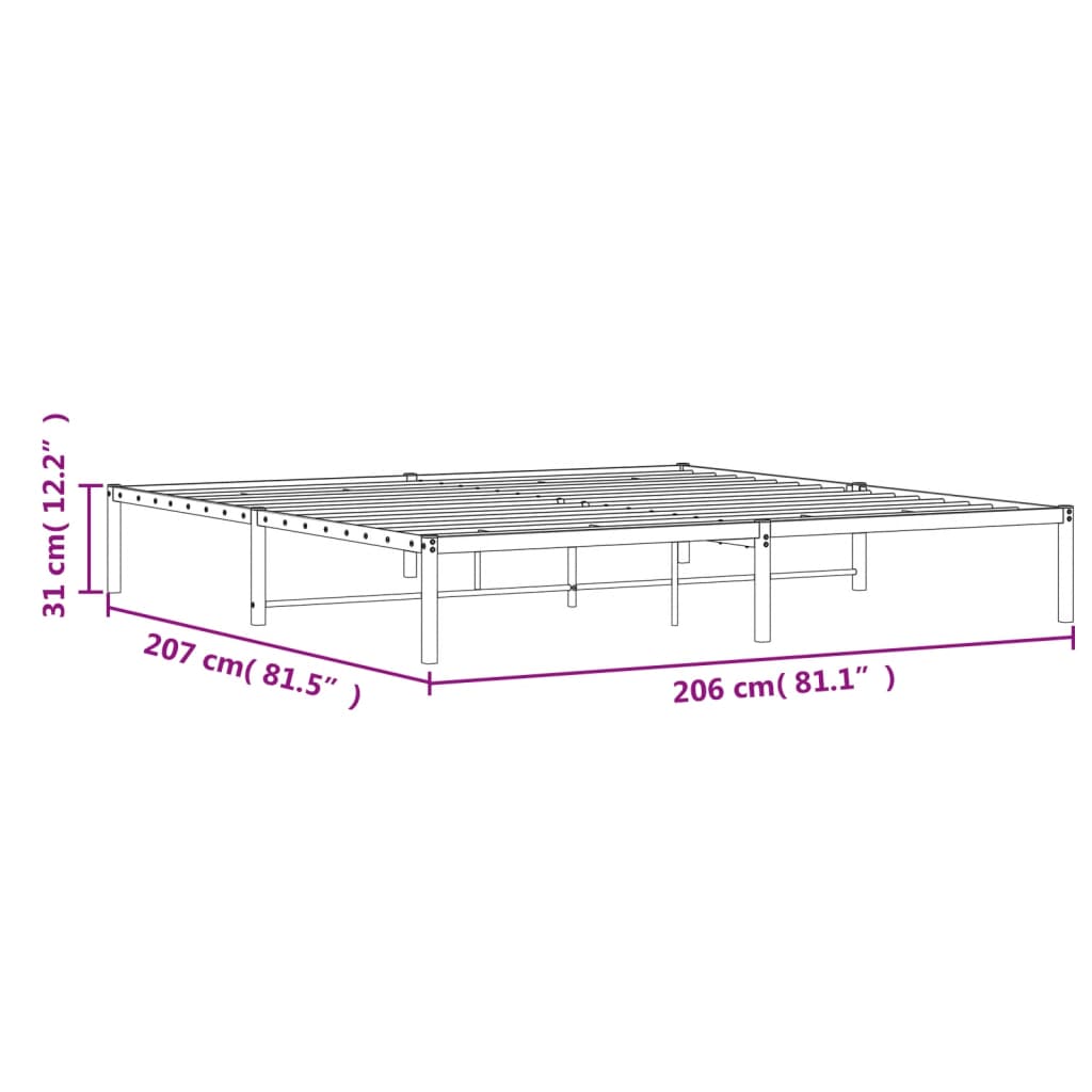 Metalni okvir za krevet bijeli 200x200 cm