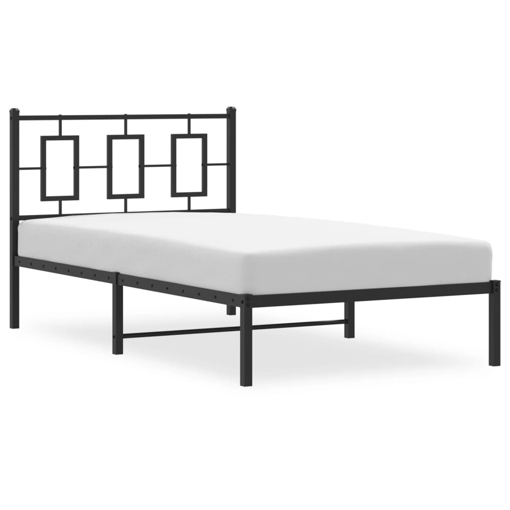 Metalni okvir za krevet s uzglavljem crni 100x190 cm