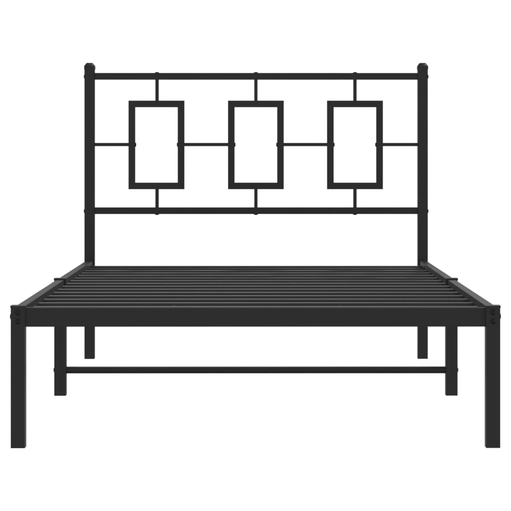 Metalni okvir za krevet s uzglavljem crni 100x190 cm