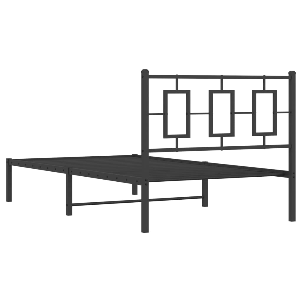 Metalni okvir za krevet s uzglavljem crni 100x190 cm