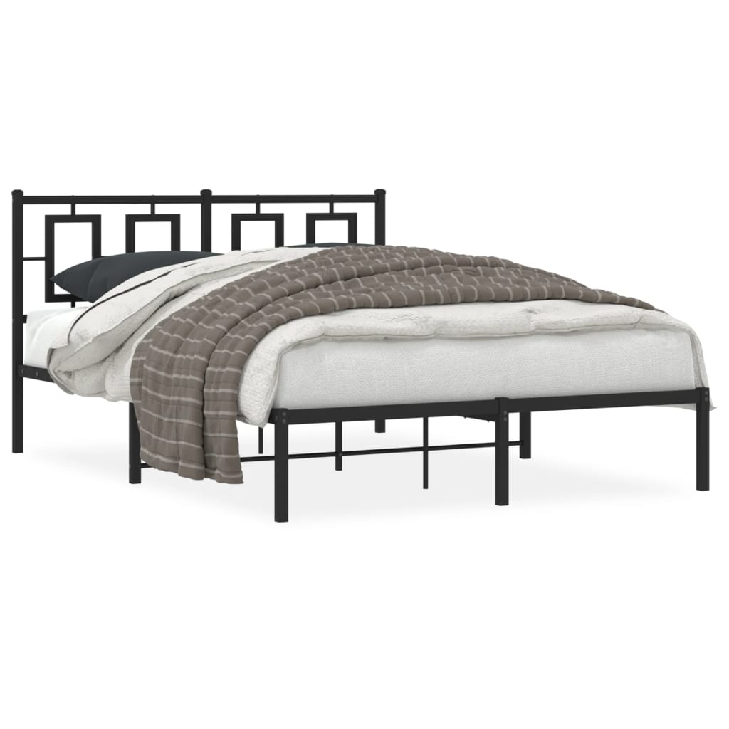 Metalni okvir za krevet s uzglavljem crni 140x190 cm
