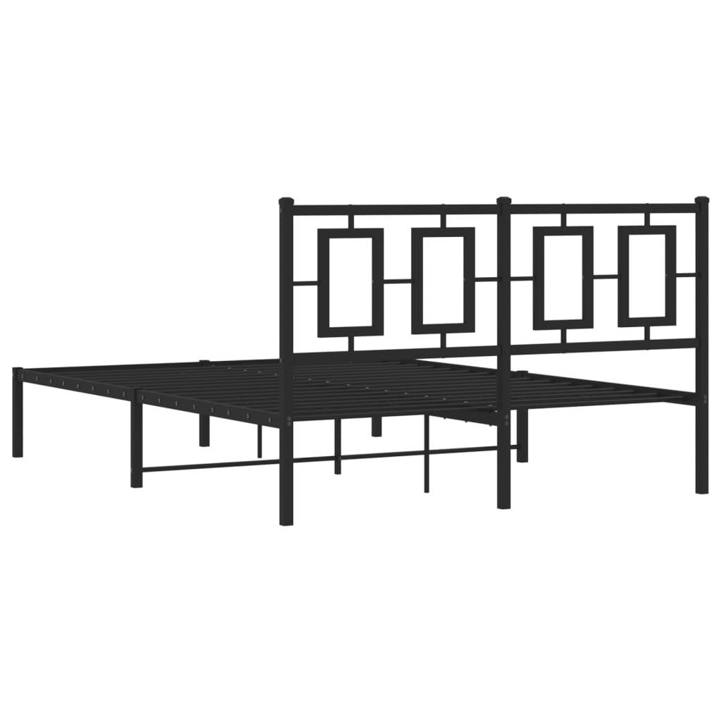 Metalni okvir za krevet s uzglavljem crni 140x190 cm