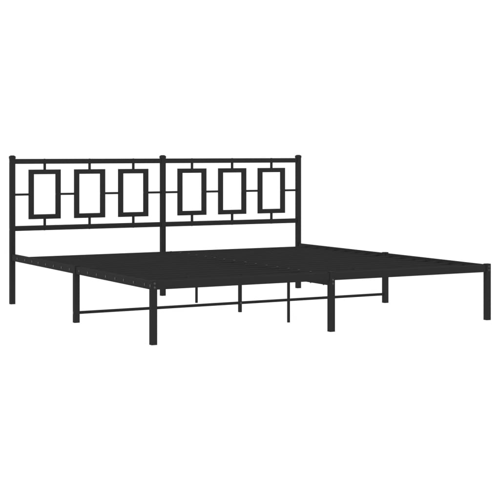 Metalni okvir za krevet s uzglavljem crni 193x203 cm