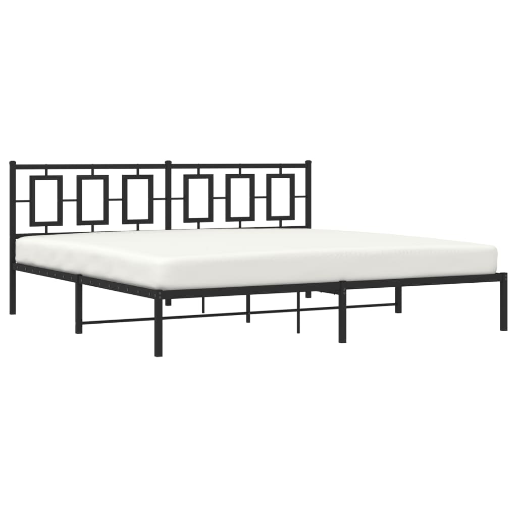 Metalni okvir za krevet s uzglavljem crni 193x203 cm