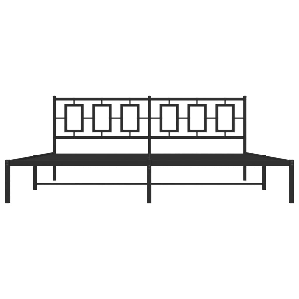 Metalni okvir za krevet s uzglavljem crni 193x203 cm