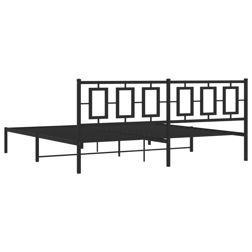Metalni okvir za krevet s uzglavljem crni 193x203 cm