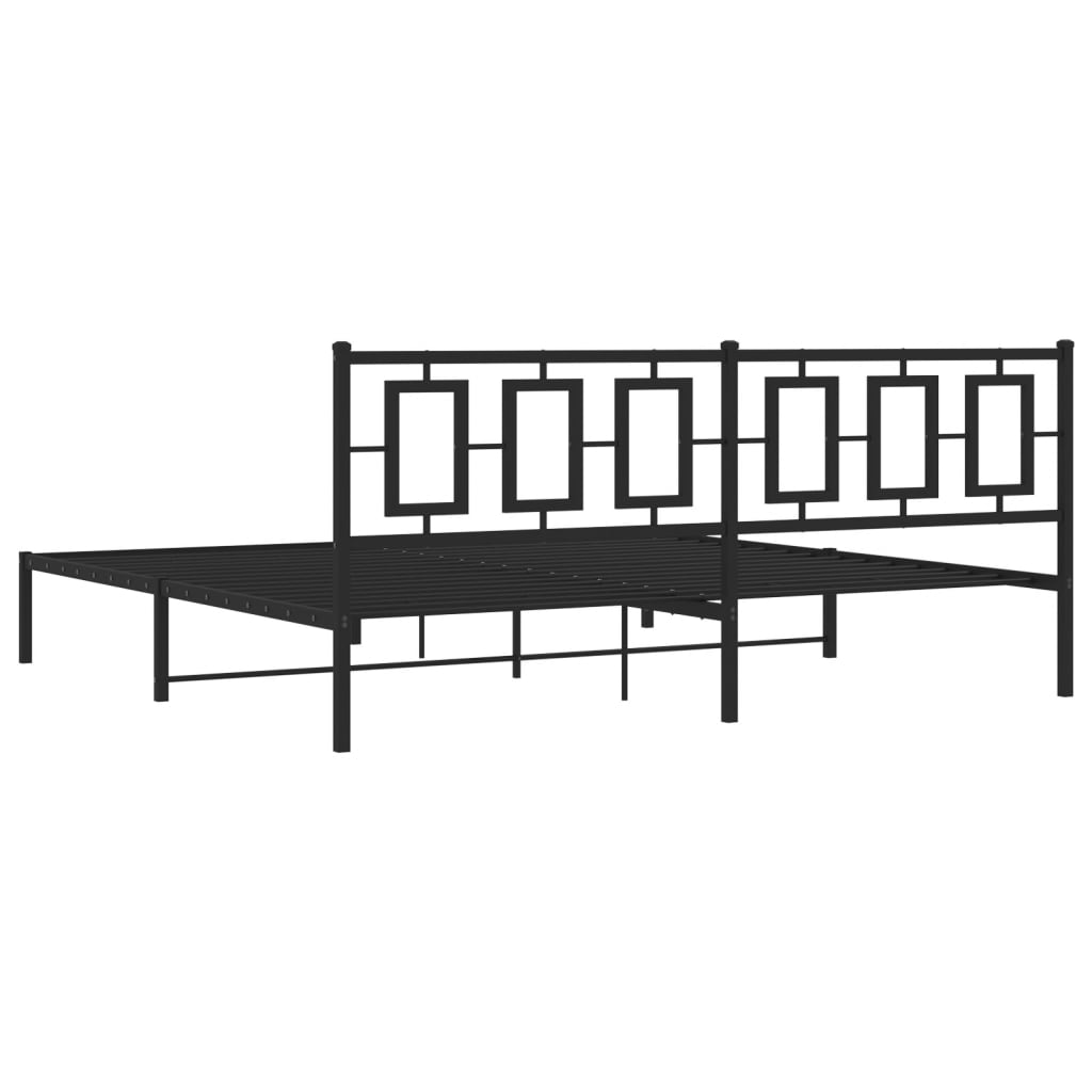 Metalni okvir za krevet s uzglavljem crni 200x200 cm