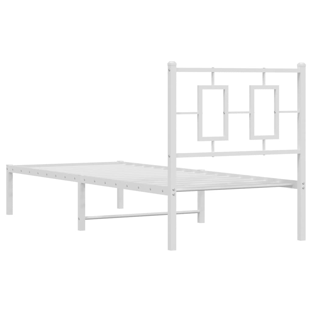Metalni okvir krevet bez madraca s uzglavljem bijeli 75x190 cm