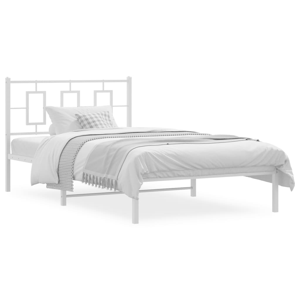 Metalni okvir za krevet s uzglavljem bijeli 107x203 cm