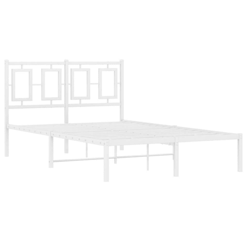 Metalni okvir za krevet s uzglavljem bijeli 120x200 cm