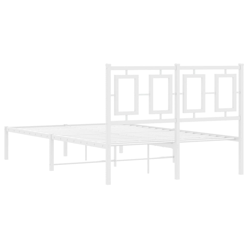 Metalni okvir za krevet s uzglavljem bijeli 120x200 cm
