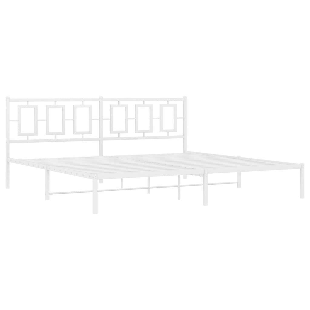 Metalni okvir za krevet s uzglavljem bijeli 200x200 cm