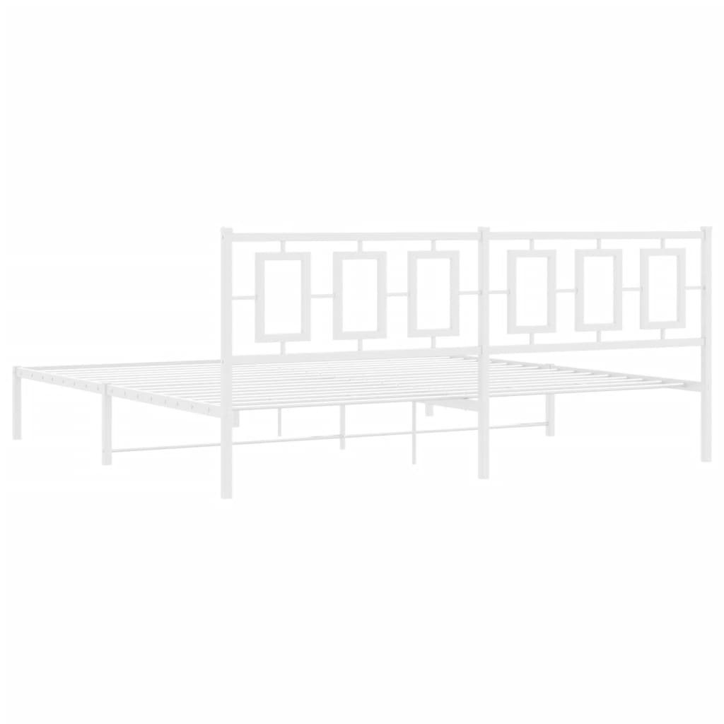 Metalni okvir za krevet s uzglavljem bijeli 200x200 cm