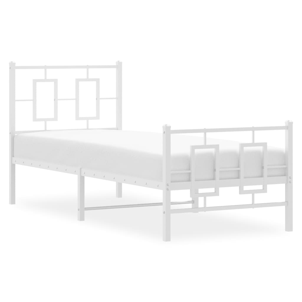 Metalni okvir kreveta uzglavlje i podnožje bijeli 75x190 cm