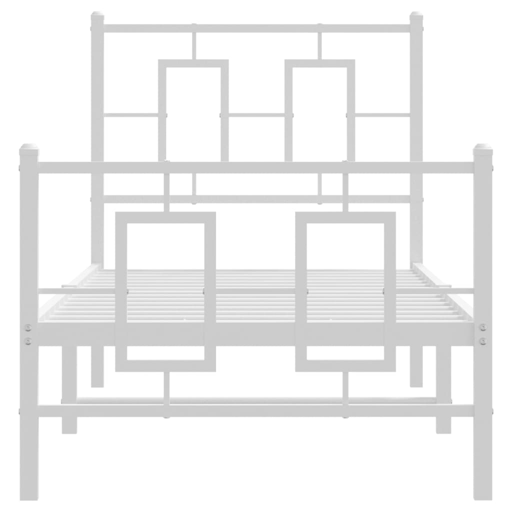 Metalni okvir kreveta uzglavlje i podnožje bijeli 75x190 cm