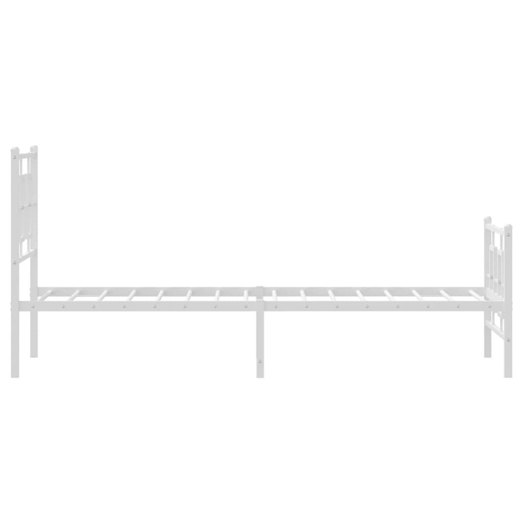 Metalni okvir kreveta uzglavlje i podnožje bijeli 75x190 cm