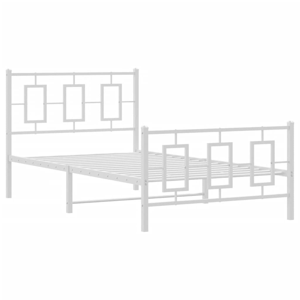 Metalni okvir kreveta uzglavlje i podnožje bijeli 100x200 cm