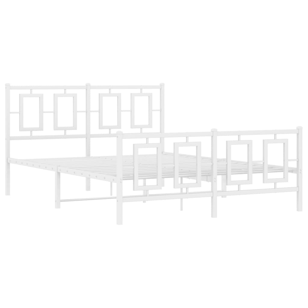 Metalni okvir kreveta uzglavlje i podnožje bijeli 135 x 190 cm