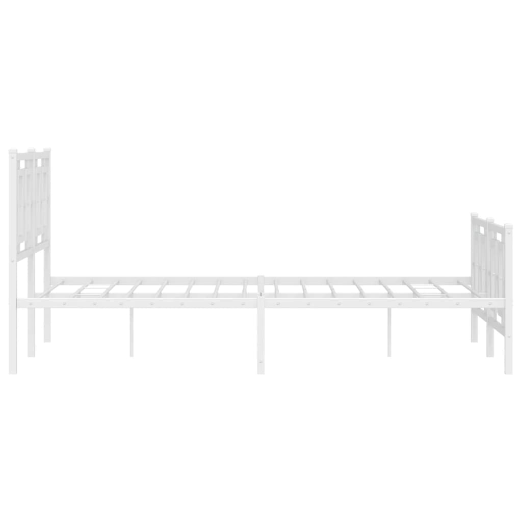 Metalni okvir kreveta uzglavlje i podnožje bijeli 135 x 190 cm