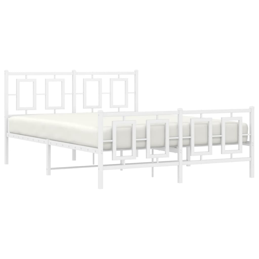 Metalni okvir kreveta uzglavlje i podnožje bijeli 140 x 190 cm