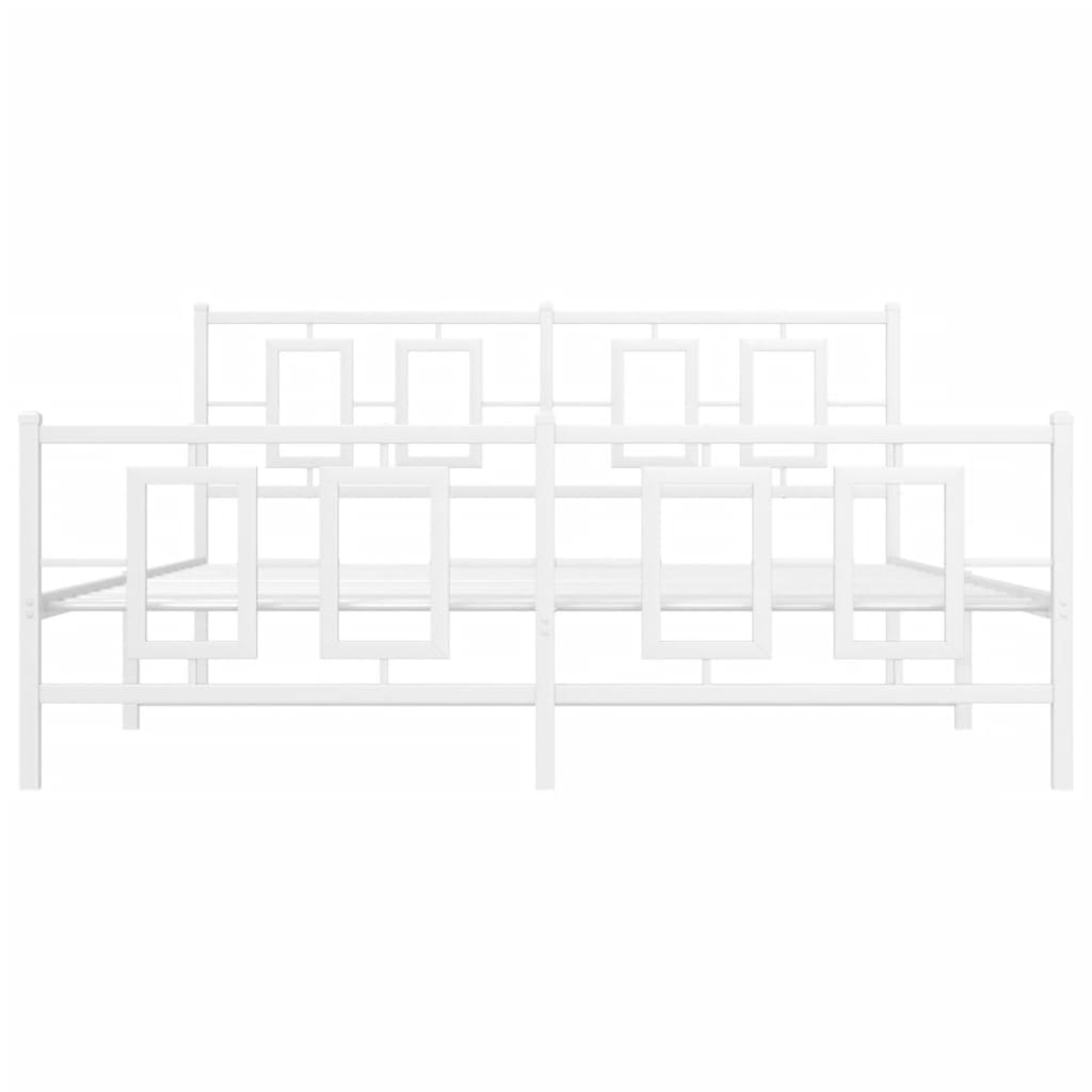 Metalni okvir kreveta uzglavlje i podnožje bijeli 150 x 200 cm