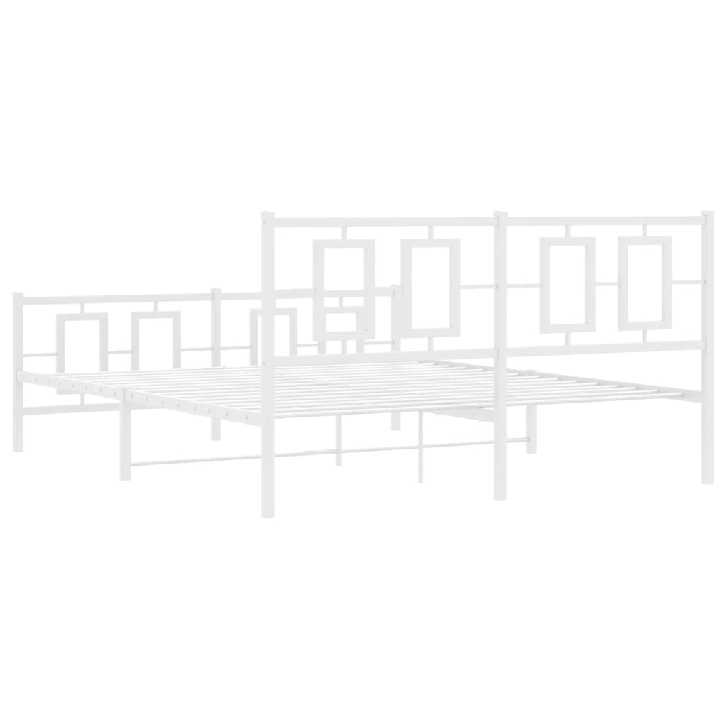 Metalni okvir kreveta uzglavlje i podnožje bijeli 150 x 200 cm