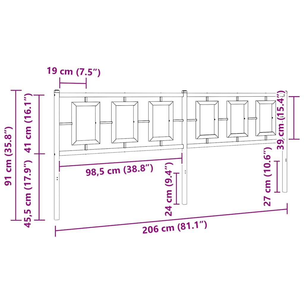 Metalno zamjensko uzglavlje bijelo 200 cm