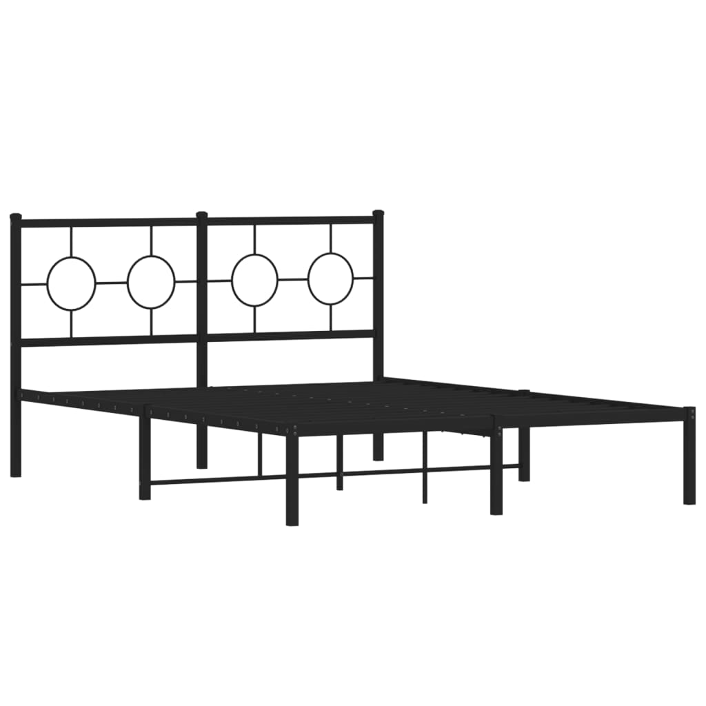 Metalni okvir za krevet s uzglavljem crni 135x190 cm