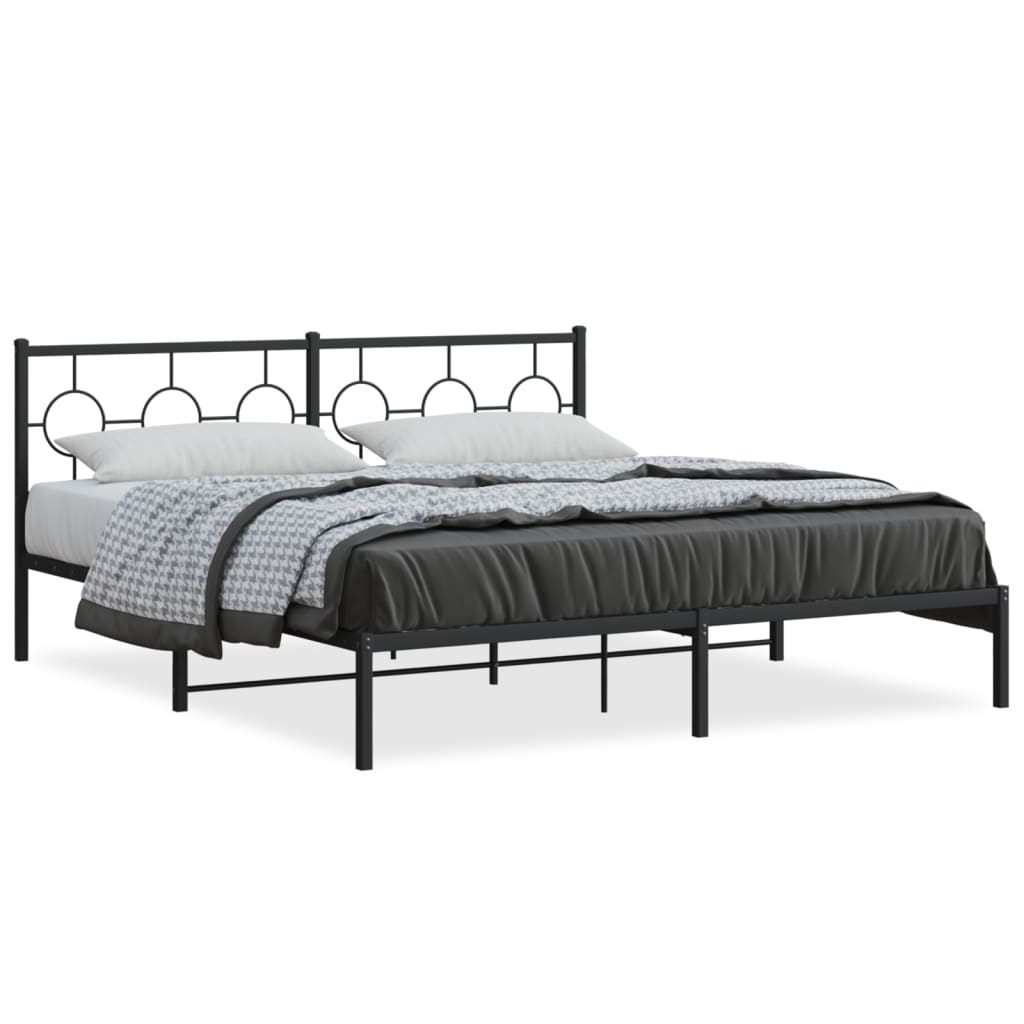 Metalni okvir za krevet s uzglavljem crni 180x200 cm